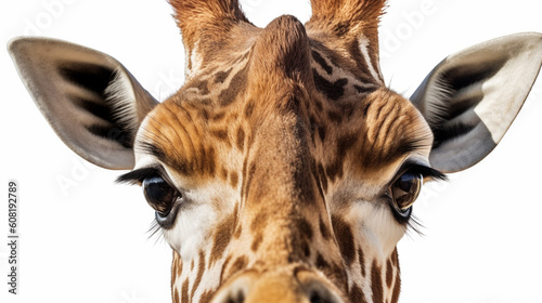 A fun and cute upside down portrait of a giraffe. Generative AI