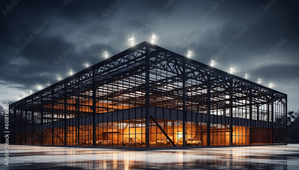 Fototapeta premium steel frame structure under construction
