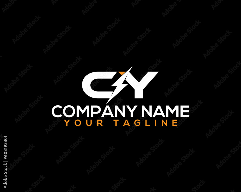 CY letter combination Power Energy Logo Design. Energy, Power, Flash and Lightning Creative Modern Vector Icon.