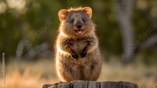 A cheerful quokka, a milady, and a contented quokka