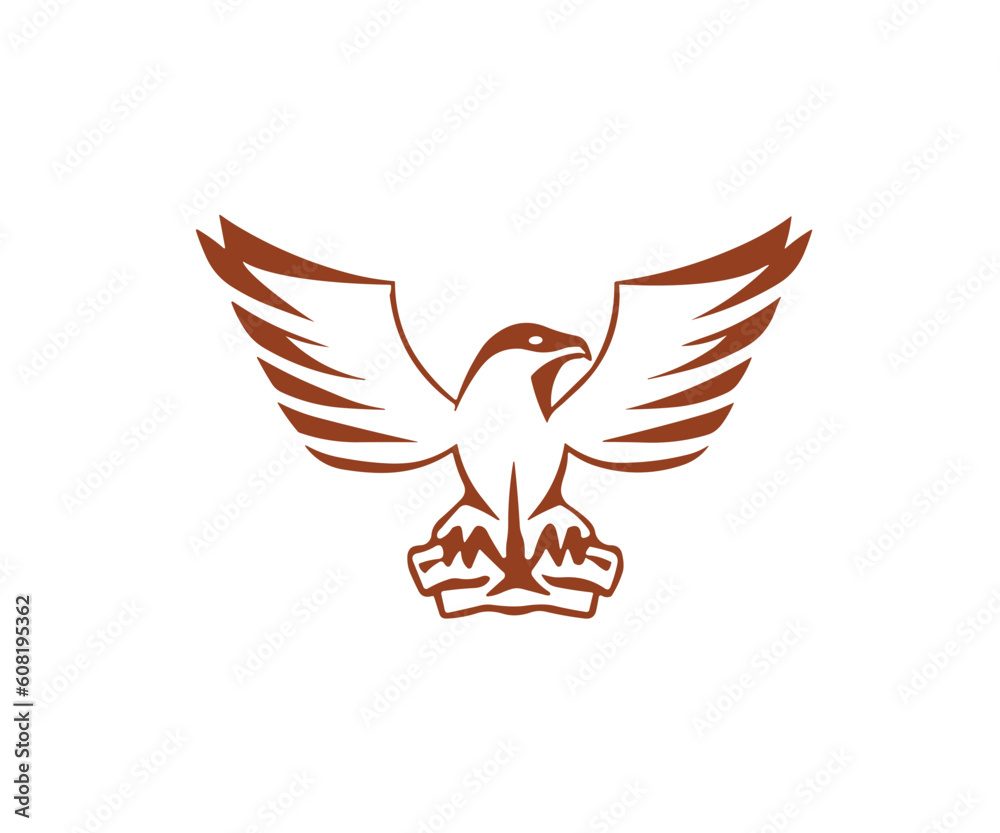 Obraz premium Hawk bird logo eagle fly slogan cartoon design