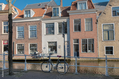 Canals, Brick Houses, Parked Bicycles in Delft, Netherlands