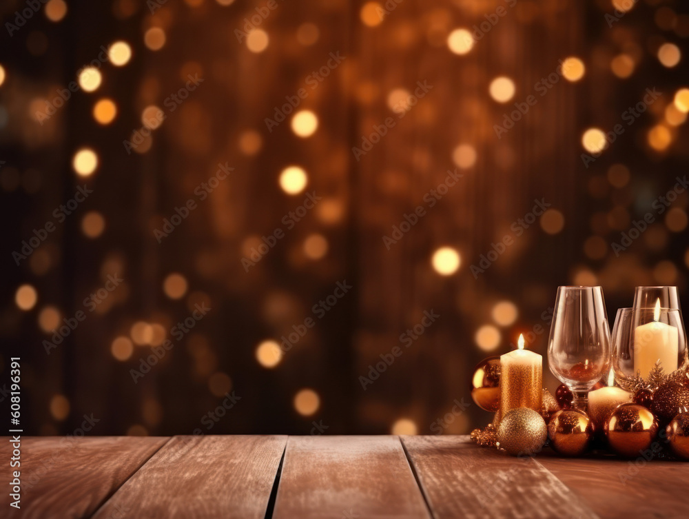 christmas table background with empty space for your products