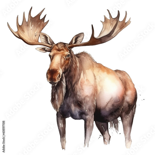 Gentle Brown Moose With Antlers, Generative AI