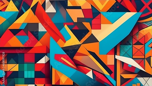 Abstract Painting. Colorful splash of painting mosaic pattern art wallpaper. generative AI