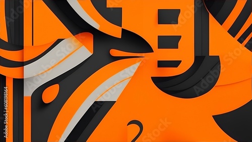Abstract Painting. Black and orange splash of painting mosaic pattern art wallpaper. generative AI