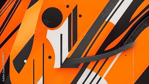 Abstract Painting. Black and orange splash of painting mosaic pattern art wallpaper. generative AI