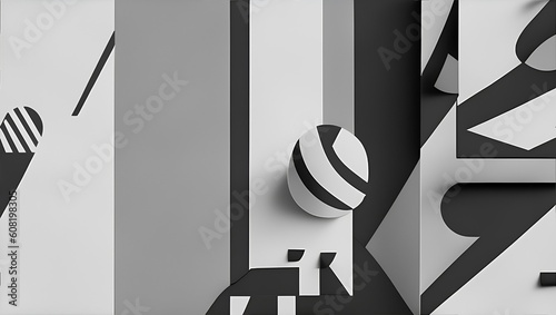 Abstract Painting. BW black and white splash of painting mosaic pattern art wallpaper. generative AI