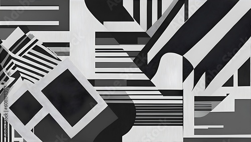 Abstract Painting. BW black and white splash of painting mosaic pattern art wallpaper. generative AI