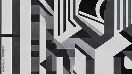 Abstract Painting. BW black and white splash of painting mosaic pattern art wallpaper. generative AI