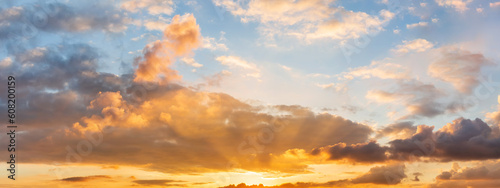 Fototapeta Naklejka Na Ścianę i Meble -  Panoramic sunset sky and clouds background