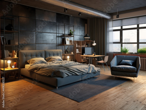modern black style cozy bedroom idea
