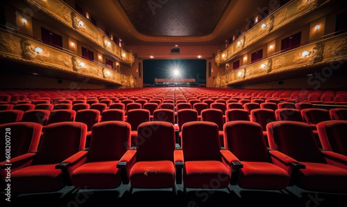 cinema auditorium with red seats