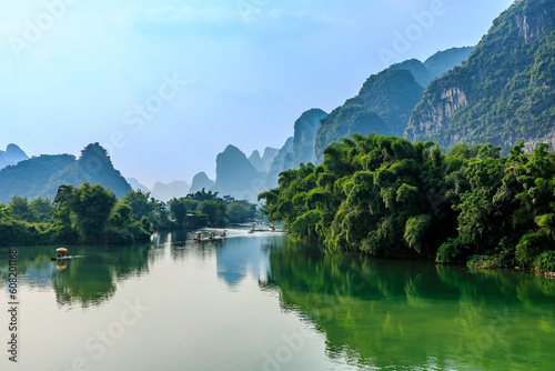 Landscape of Guilin, Li River and Karst mountains. Located near Yangshuo, Guilin, Guangxi, China. © ABCDstock
