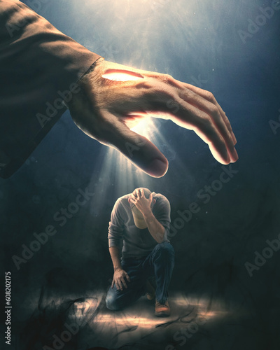 Hand of Jesus giving light