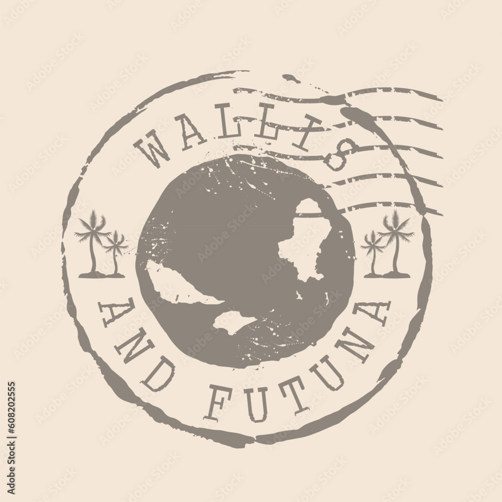 Fototapeta premium Stamp Postal of Wallis and Futuna. Map Silhouette rubber Seal. Design Retro Travel. Seal Map Wallis and Futuna grunge for your design. EPS10