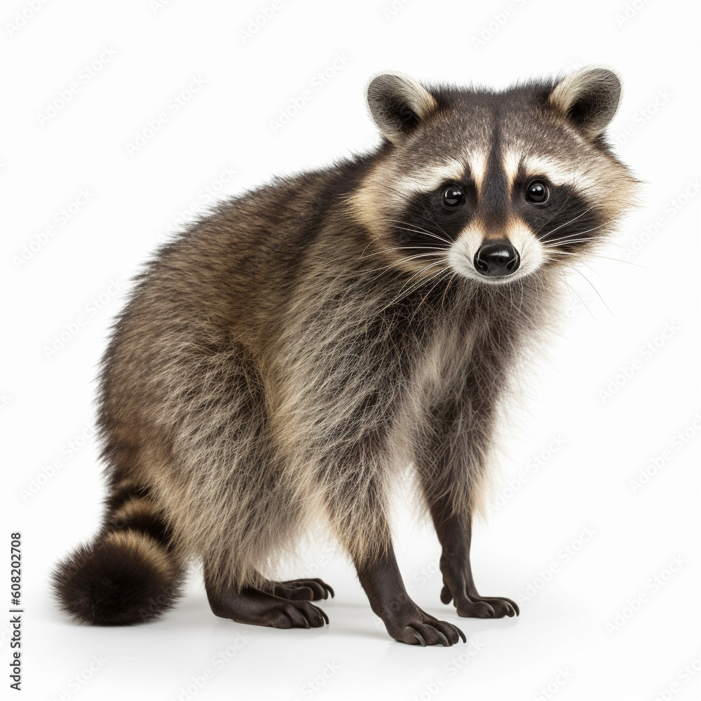 Obraz premium アライグマ 白背景 AI生成画像 ジェネレーティブAI