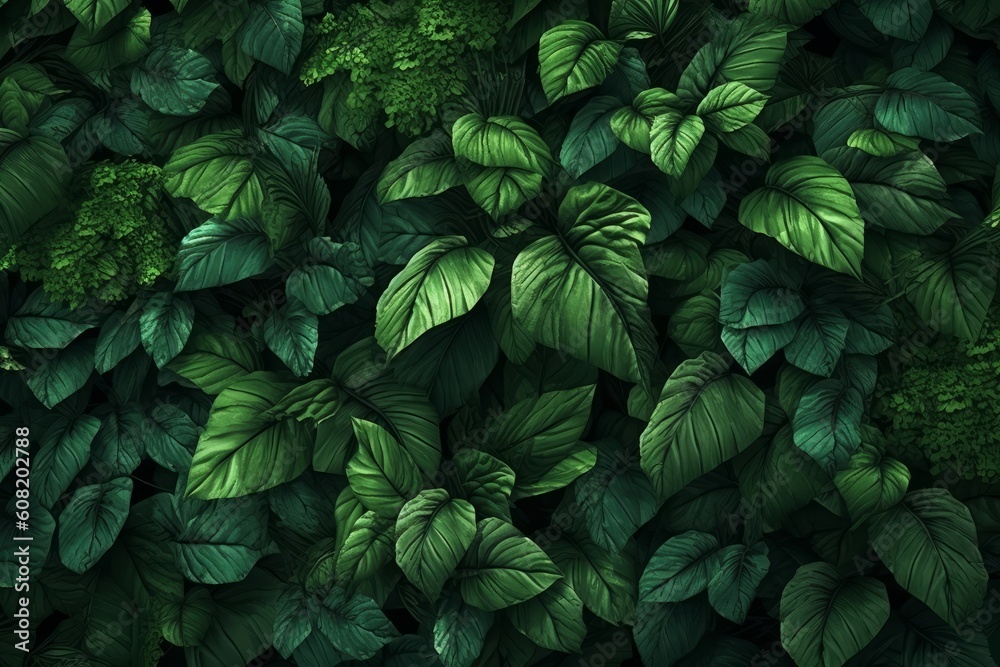 green leaves in the garden. leaves background. Generative AI green leaves in the garden. leaves background. Generative AI