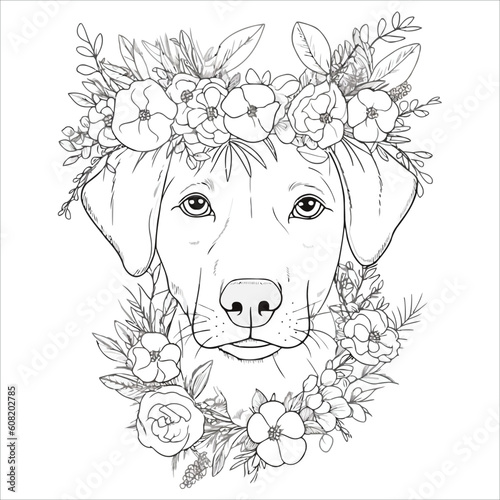 Flower Dog Coloring Pages For Adults