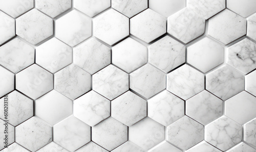 white marble wall with hexagon tiles for texture and background