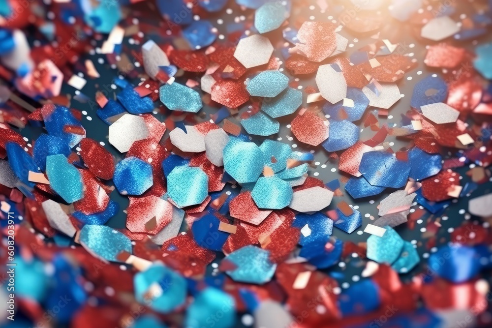 american flag and stars. colorful balloons on the background of the sky. Generative AI