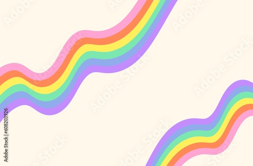 Illustration doodle lines rainbow wallpaper. design with basic shape minimalist style. child drawing concept