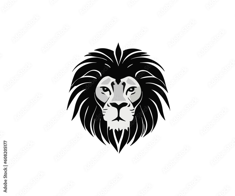 Lion head logo design cartoon