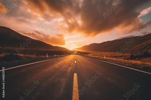 Blurry mountain road. Generate AI © nsit0108