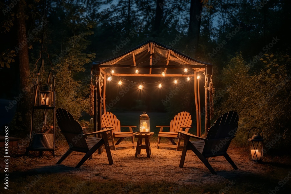 Brazier wooden canopy lights. Generate Ai