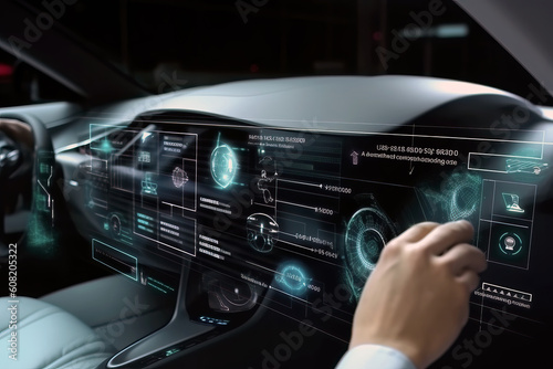 Futuristic car concept. Artificial intelligence technology. Generative Ai © Shootdiem