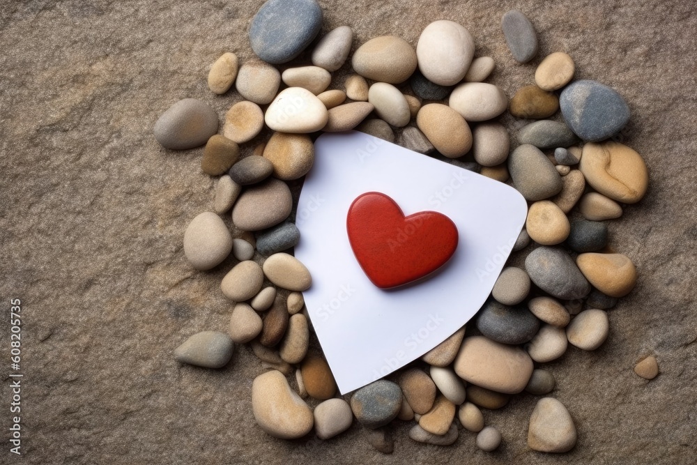 Obraz premium heart shaped stones on the beach. Generative AI