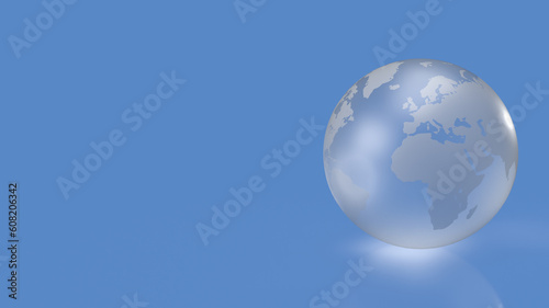 The world crystal Ball on blue background  3d rendering