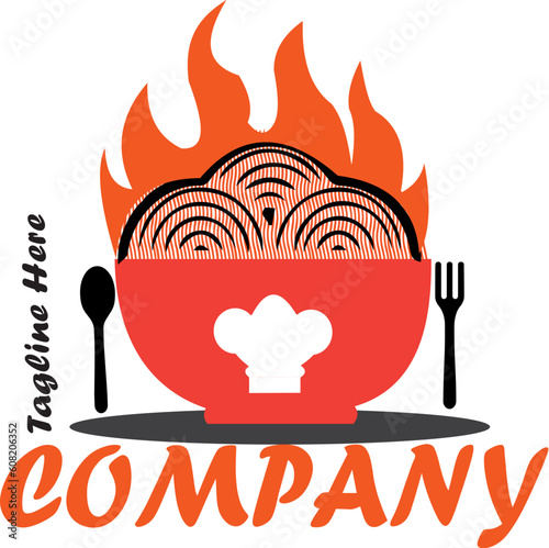 Restoran Mie Dan Templat Desain Logo set makanan Ilustrasi Stok 