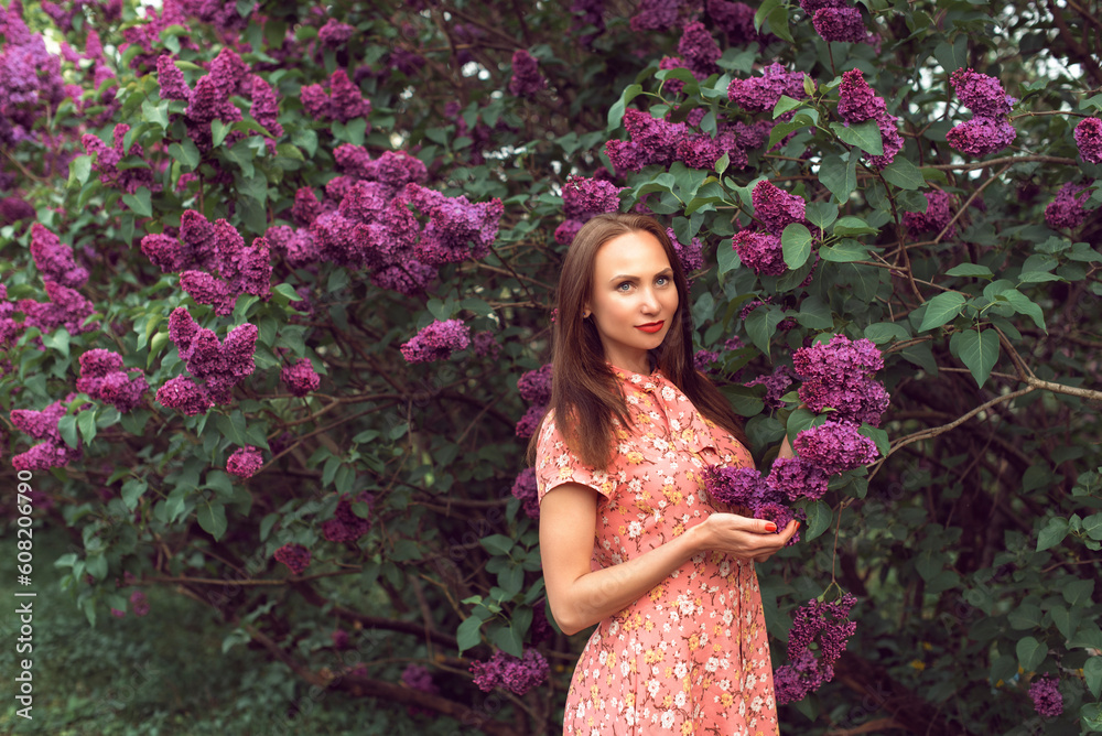 Evening in the botanical garden when the lilac blossomed