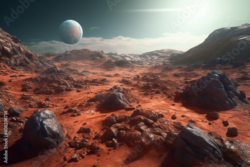Mars planet landscape. Generate Ai