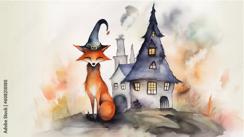 Fototapeta premium Halloween Monster Fox. Happy halloween concept. Post processed AI generated image.