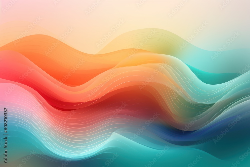 Obraz premium Abstract creative multicolored background blurred with curves, Generative ai