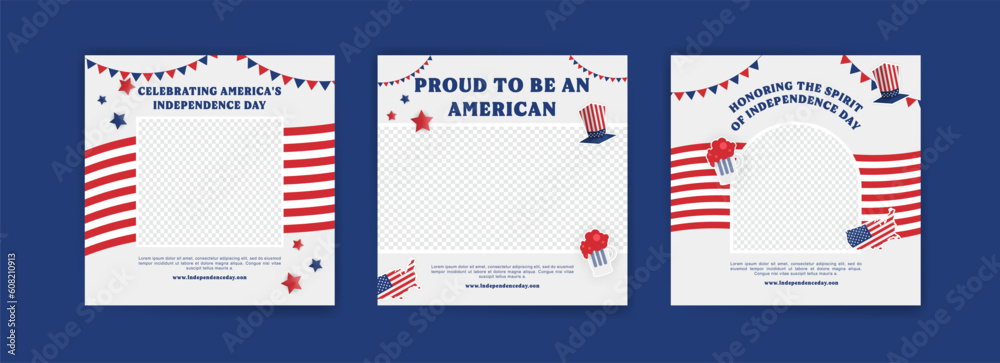 Social media post template design for united states independence day