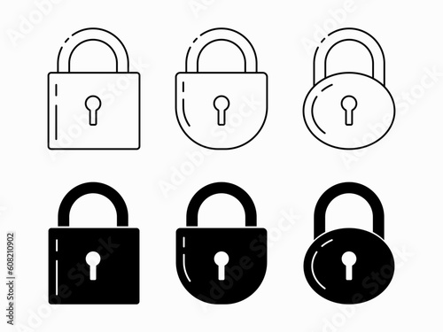 Door locks icons set.