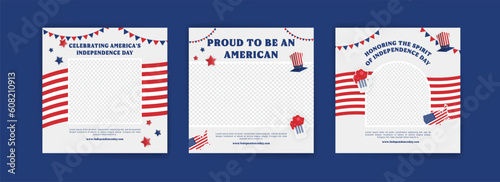 Social media post template design for united states independence day