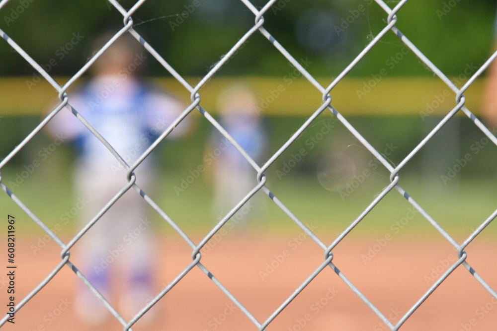 Fototapeta premium Chain Link Fence at a Baseball Field