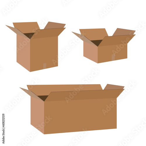 Brown Corrugated Shipping Box vector image photo