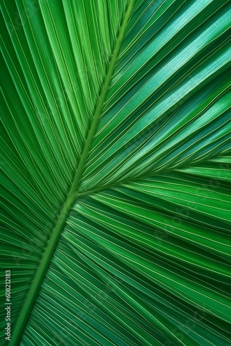 Palm leaf texture natural tropical green leaf close up. Generative AI