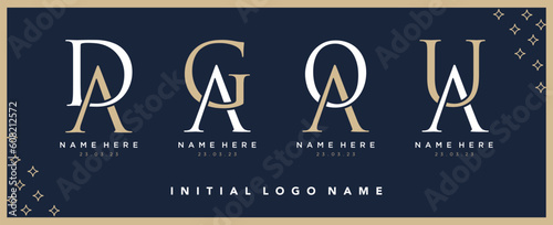  set of letter initial for wedding invitation logo icon vector template.