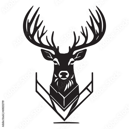 Deer Logo Clipart Vector Silhouette Black and white.