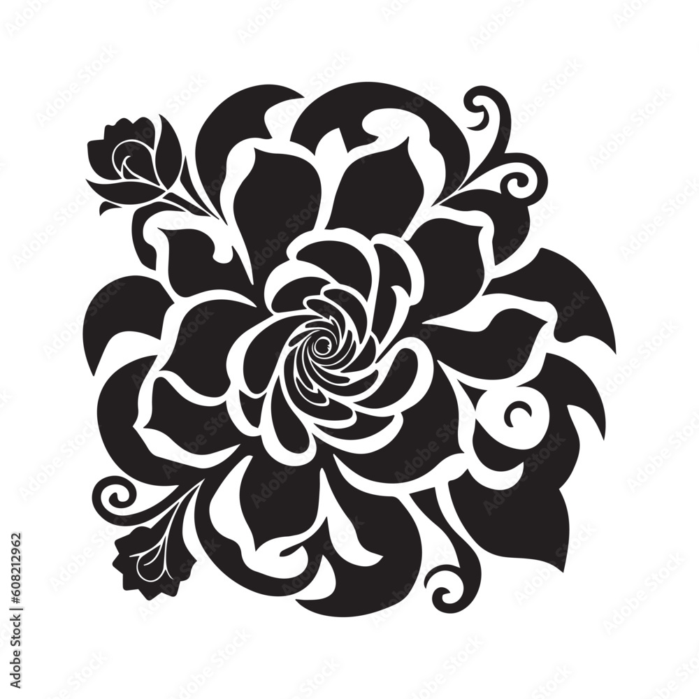 This is a Floral Vector Ornament Silhouette, Floral Flower Vector illustration. This is a Floral Vector Ornament Silhouette, Floral Flower Vector illustration.