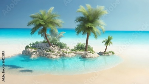 beach with palm trees © Szymon