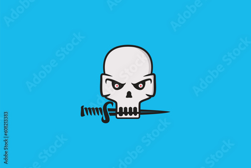 skull logo bite a knife good for personal or gamer branding