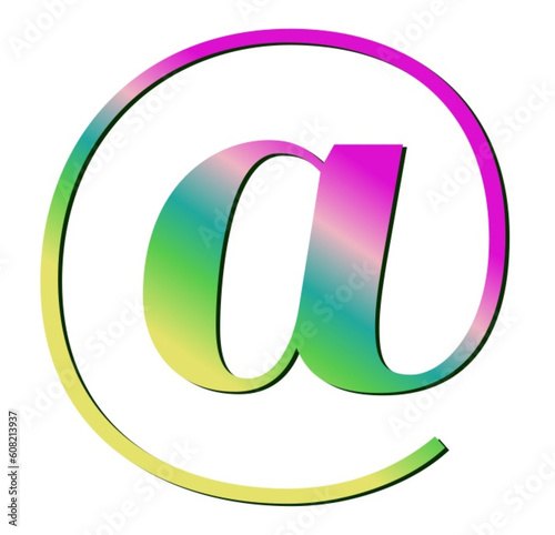 At - @ - font symbol - multicolor color - for website, email, presentation, advertisement, image, poster, placard, banner, postcard, ticket, logo, engraving, slide, tag - t-short, printable