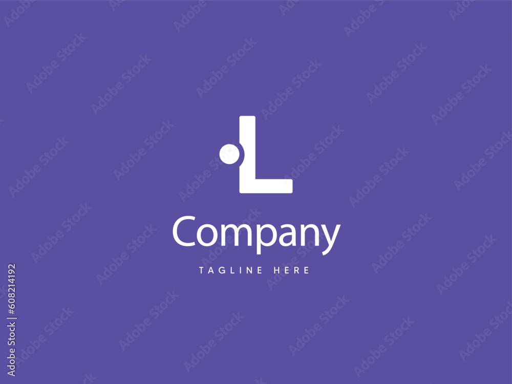 Capital L letter logo design with Purplish Blue background, L type logo with dot, creative letter L logo design template Capital L letter logo design with Purplish Blue background, L type logo with dot, creative letter L logo design template